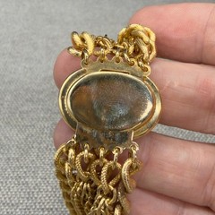 Vintage Bracelet Gold Tone Multi Chain Textured Disc Box Closure Size 7.5 Classy