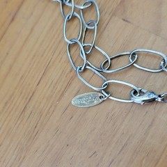 MARCIA MORAN Signed Geometric Oval Open Link Chain Necklace 18 Inch Designer