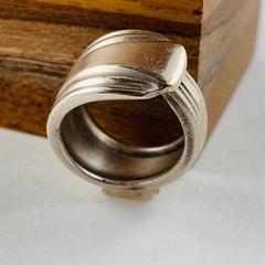 1970s Vintage Silverplate Spoon Ring sz 7.75/Wide Band/William Rogers Co/Boho