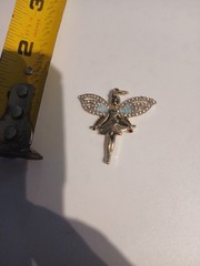 Kirks Folley Fairy Angel Vintage Charm Gold Tone Pandant W Rhinestones