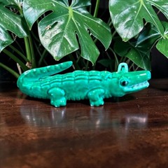 Tiny Green Alligator Brooch Whimsical Mini Crocodile Novelty Pin