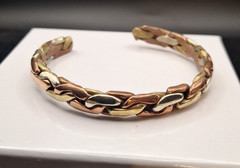 Sergio Lub Viking Braid Mixed Metal Cuff Bracelet Copper Brass Silver Tone