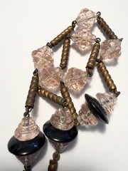 Vintage 1930’s Faux Peachy Pink Faceted Morganite Art Deco Glass Necklace 58g