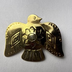 Vintage Gold Tone Ornate Thunderbird Brooch 1.25”