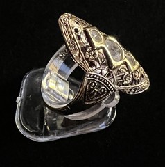 Beautiful 14K Gold Plated & Filigree W/Three Rhinestones (Many Sizes Available)
