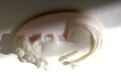 High Relief Conch Shell Cameo Lady Portrait Pink Hand Carved Loose 26mm