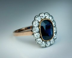 Natural Sapphire 4.10Ct Art Deco Antique Vintage Wedding Ring 14K Yellow Gold FN