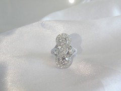 Vintage Sterling Silver 925 CZ Large Antique Style Ring Size 6