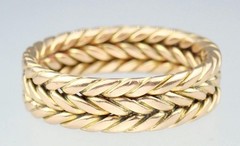 Fine Antique Victorian Solid 18K Gold Braided Rope Twist Eternity Band Ring 6.25