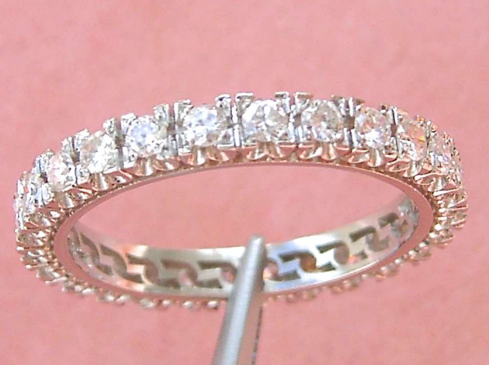 VINTAGE 1.35 ctw BRILLIANT DIAMOND PLATINUM ETERNITY BAND RING 1950 sz 10-10.25