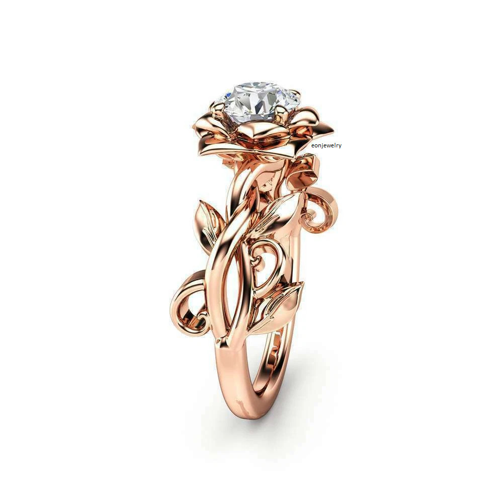 2 Ct Lab Created Round Diamond Flower Women’s Engagement Ring 14k Rose Gold Over