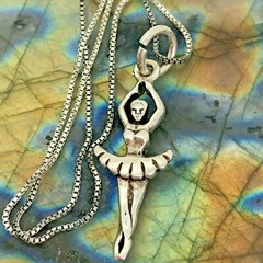 AGI Vintage Sterling Silver Ballerina Dancer Necklace 18″