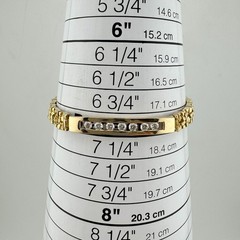 Vintage 14K Gold Nugget Style Link Bracelet 0.49ct Diamond Bar Unisex, 7″ 18.4g