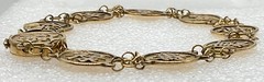 Vintage 14k Gold Chinese Symbol Character Link Bracelet – 12.8 Grams, 13mm Wide