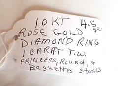 Antique⌛10K Rose Gold Princess Round & Baguette Diamond Ring💍Size 6 3/4💍1 CTTW