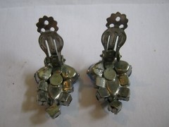 1960s Blue & Green Rhinestone Clip On Earrings, Compare @ $35 on Etsy