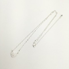 Silver Tone Pave CZ Heart Specialty Chain Necklace Adjustable 18-21” #15