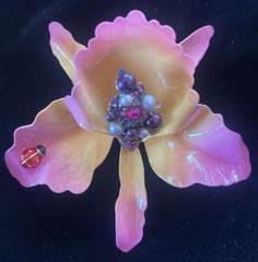 Joan Rivers Fashion Flowers Couture Collection Orchid Pin Brooch Vintage