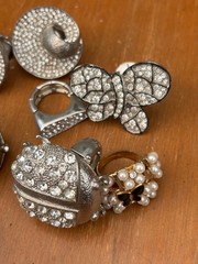 Vintage rhinestone and pearl rings, lot of 10, now size fits all