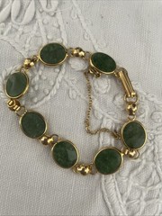 Vintage Sorrento 1/20 12K Gold Filled Jade Link Bracelet