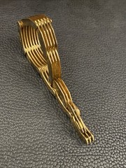 Machine Age Brass Architectural Modernist Geometric Links Panel Bracelet 7-3/8”