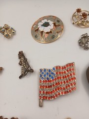Vintage Jewelry Spoon & Elephant. American Flag. Bumble Bee Brooch. E.T.C.