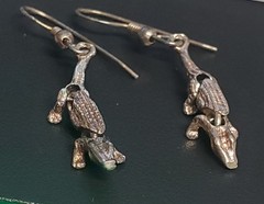 VTG 925 Alligator Crocodile Earrings 1.5in Drop Sterling Silver 3.4g Articulated