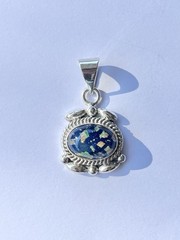 1960s Taxco TC-319 .925 Silver & Opal-Style Dichroic Glass Large Flower Pendant