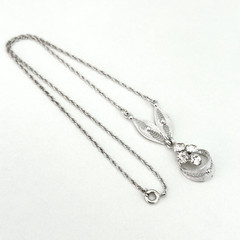 Vintage Sorrento Designer Signed 925 Sterling Silver Clear Crystal Drop Necklace