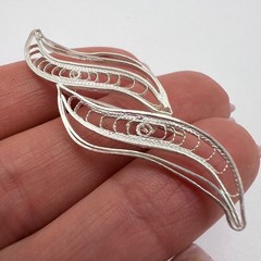 Vintage USSR Filigree Silver 960 Brooch Openwork Hallmarked 750 960