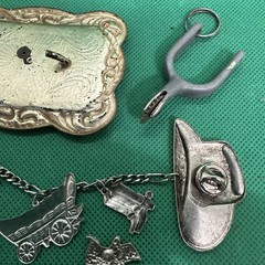 Grandpa’s Men’s Estate Lot Western Buckle Saddle Schwinn Arrowhead Tie Tack Etc