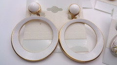 4 Vintage Signed Trifari Lucite Faux Pearl Enamel Clip-on Earring Lot