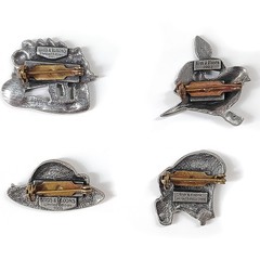 Lot 4 Vintage Birds & Blooms Pewter Pins 01-08 Cottage Limited Bird Hat Flowers