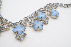 Vintage Necklace Silver Tone Blue Rhinestone 14.5″