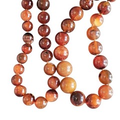 Vintage Carnelian Agate Stone 28 in Necklace Hand Knotted Beads 10 To 15mm