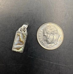 Vintage Sterling Silver Abalone Shell Inlay Pendant Charm Estate 925