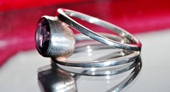 Silver ring 1.50ct amethyst solitaire size 6.75 vintage handmade 3.50gr