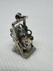 Vintage STERLING SILVER Ferris Wheel CHARM Moving Parts It Spins articulating A2