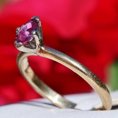 14k yellow gold sz 4.5 ring 0.25ct rhodolite garnet solitaire 1.8g Exclusive N18
