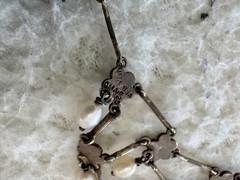 Antique Art Deco Open Sterling flowers teardrop pearls 1920s one of a kind