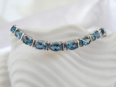 New Sterling Silver 925 Natural Heated London Blue Topaz Tennis Bracelet Fits 7″