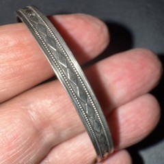 Vtg Sterling Silver Bangle Bracelet Approx 7 7/8” inside & 1/4” wide. 5.4+grams