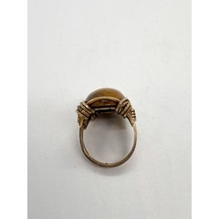 Vintage Gold-Filled Wire Wrapped Agate Ring Size 3.25 Handmade Artisan Setting