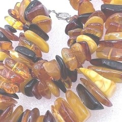 Vtg Baltic Amber Nugget Necklace Sterling Silver Clasp Glows Cognac Egg Yolk 20″