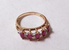 Vintage Ladies Gorgeous 5 Ruby 6 Diamond 14K Gold Band Ring 2.2 Grams Size 6.25