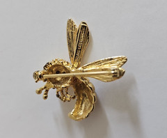 Les Bernard Sterling Gold Tone Brooch Pin Lot 2 x Frog 1 Bee Rhinestone Eyes
