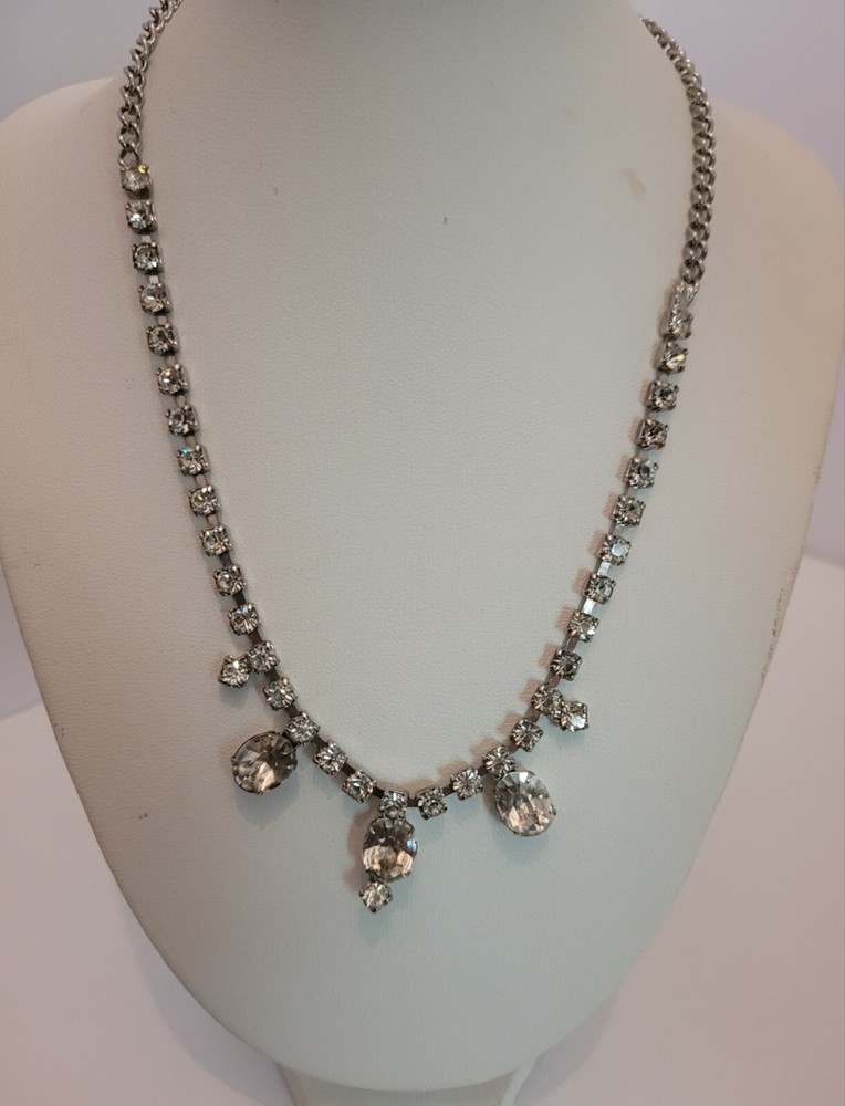 Vintage Clear Rhinstone Choker 14.5″