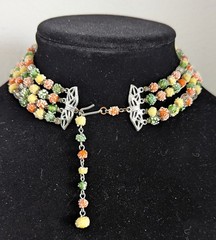 Vintage 1950s/60s Glass Sugar Bead Candy 4-Strand Choker Necklace