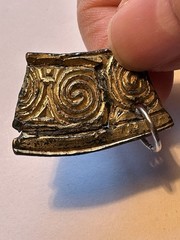 Viking Celtic Gilded Copper Curved Scroll Charm Pendant COA 022645 silver