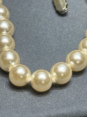 Vintage 8mm Cultured Pearl Necklace Hand-Knotted Cream Ivory Luster Ornate Clasp